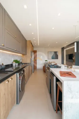 Apto 3 quartos, churrasqueira à carvão, Mobiliado e Decorado