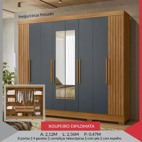 Guarda roupa diplomata cinza