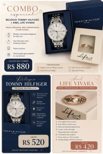 Anel Vivara e Relógio Tommy Hilfiger