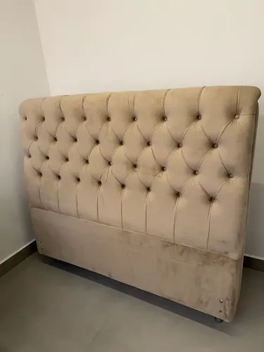 Renove seu Quarto! Cabeceira Capitonê Bege Suede Luxo