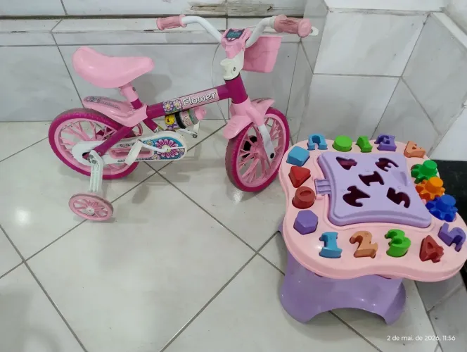 Bicicleta Nathor Aro 12 Infantil Flower Rosa + esimha de atividades 