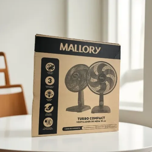 Ventilador de Mesa Mallory 30cm Turbo Compact Preto an17