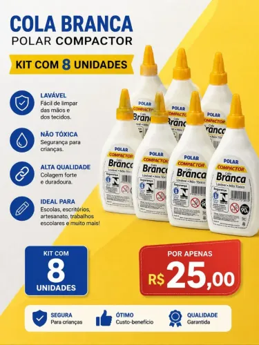 Kit Cola Branca Polar Compactor 90g