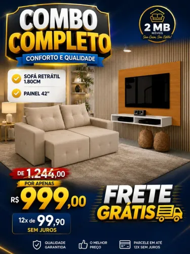 Sofá Retrátil e Painel