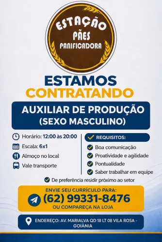 Contrata-se auxiliar de produção 