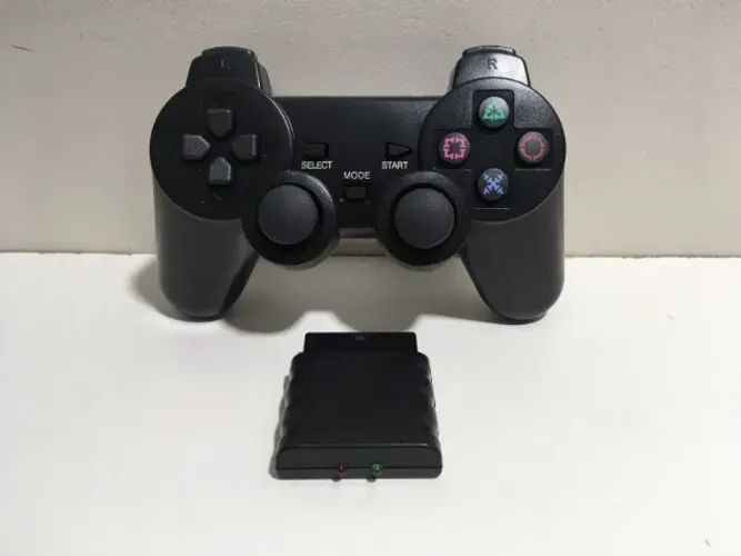 Controle sem Fio Compatível com PS1 E PS2 Preto - NOVO