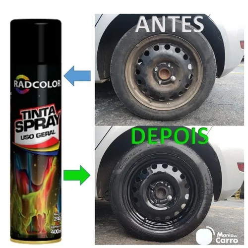 Tinta Spray Multiuso Alta Temperatura Varias Cores  Aluminio Preto pinta aro 
