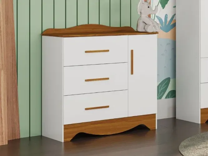 Comoda Clara Branco/Amendoado Frete Grátis - Até 12x 