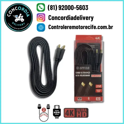 Cabo Hdmi Ultra Hd 2.0 4k 3d Aoweixun Alta Velocidade 2m