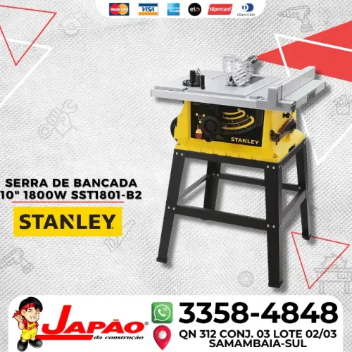 Serra de Bancada 1800W 10" Portátil Stanley SST1801-B2 Garantia de 2 Anos