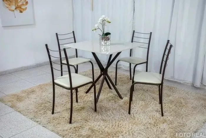 Mesa Rio + Base Ipanema 75×75 Tampo Off PRONTA ENTREGA