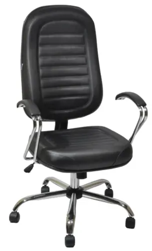 Cadeira presidente giratória c/ braço com costura back system base cromada