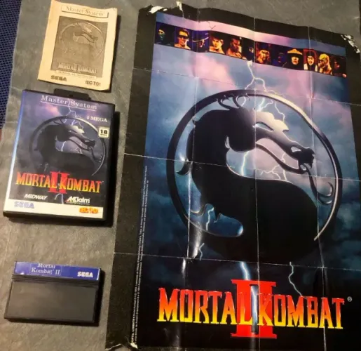 Jogo Cartucho Mortal Kombat 2 Master System- Pôster, Caixa, Manual, Cartucho Original