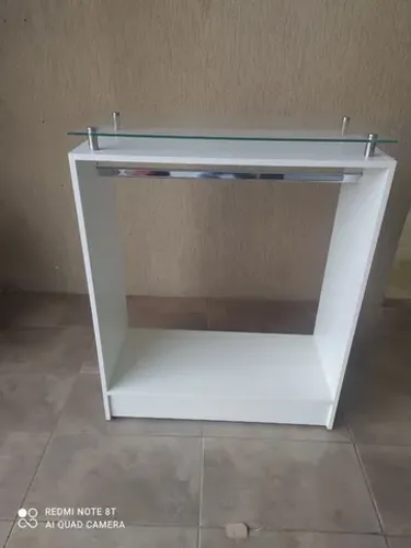 Balcão cabideiro c/ tampo de vidro MDF 