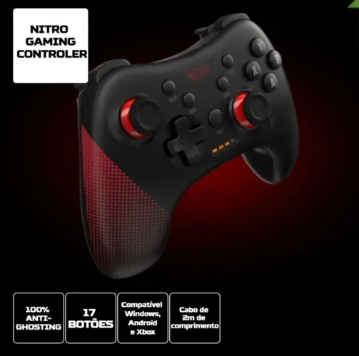 Controle Acer Nitro Gamer fio 2mts 100% anti-ghosting Xbox Android Windows