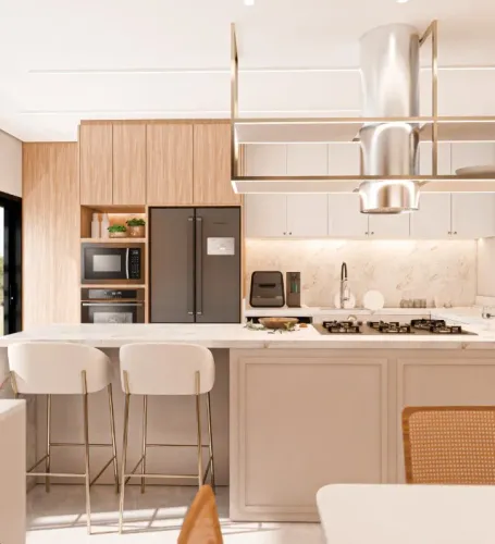 Sala de estar e Cozinha - Projeto 3D - Designer de interiores