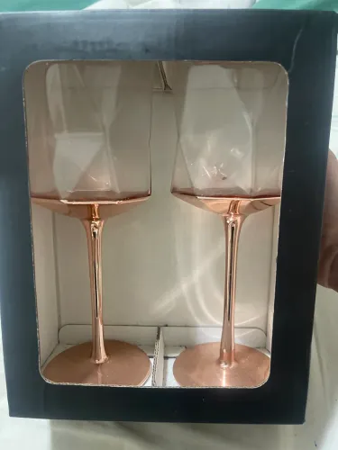 Kit 2 taças para vinho com haste cor rosé