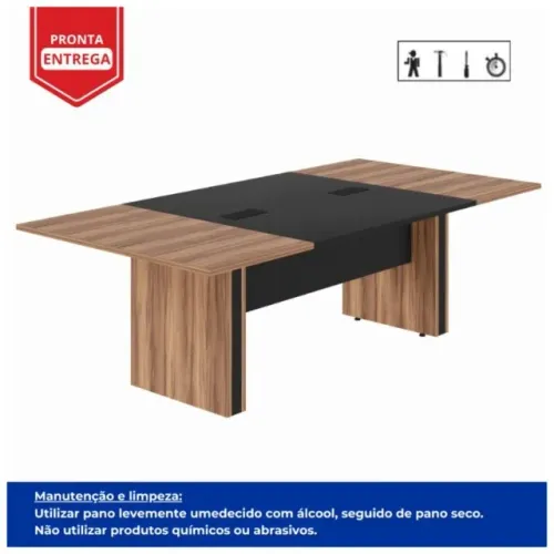 Mesa de Reunião Diretoria - 2,40X1,20m NOGAL SEVILHA/PRETO