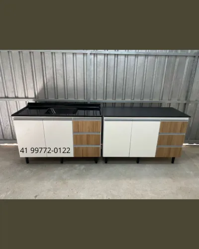 Pia de Cozinha e Balcão com Tampo Reto 