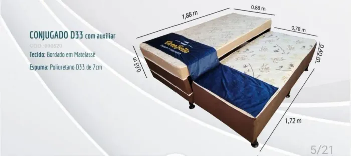 Cama solteiro D33 com auxiliar levo hoje