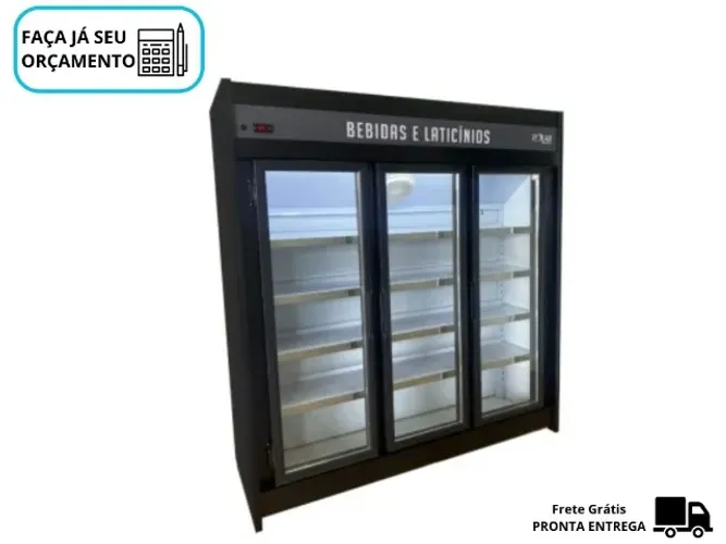 Refrigerador Auto Serviço 3 Portas Preto Polar