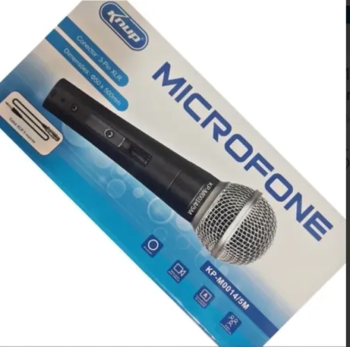 Microfone Profissional Com Fio de 5m Knup KP-0014 