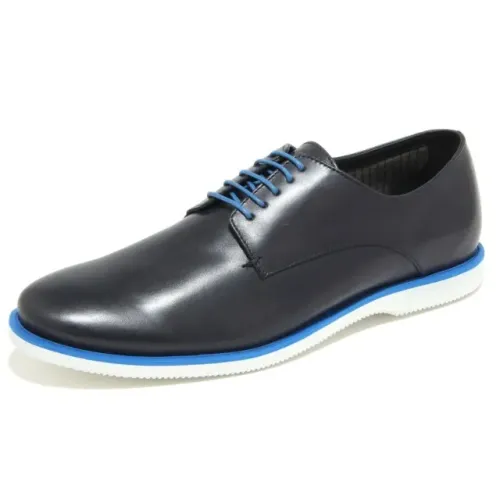Sapato de couro italiano masculino azul Hogan Derby original