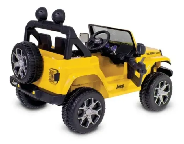 Carrinho Elétrico de Brinquedo Jeep Wrangler Bandeirante 12v 15ah amarelo