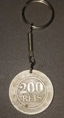 Chaveiro Moeda 200 Reis 1889