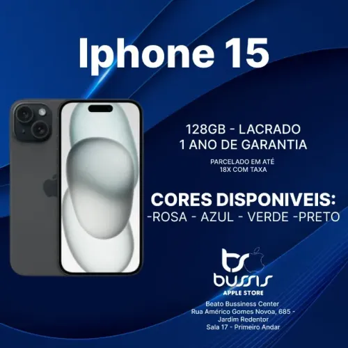 Iphone 15 128 Gb Preto | Lacrado Novo | Loja Fisica