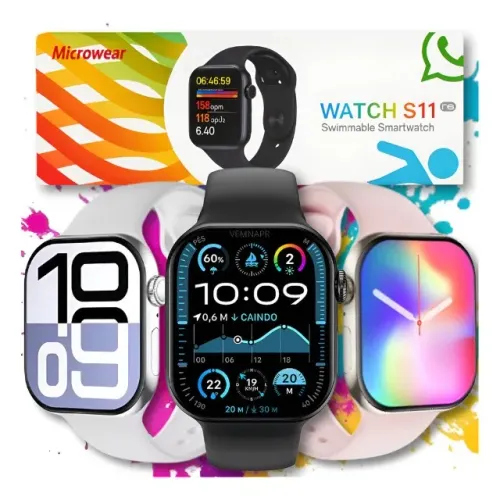 Smartwatch S11 Pro Série 11 Tela AMOLED 2.02" Bluetooth Chamadas Lançamento Relógio