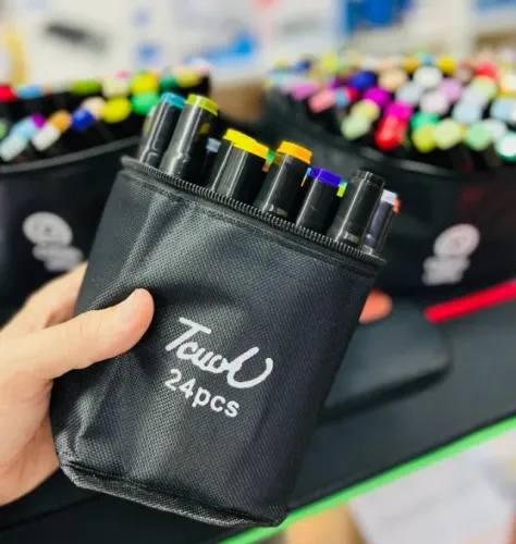 Kit Artistico 24 Canetinhas + 1 Livro Para Colorir