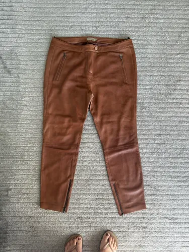 Calça de couro marrom caramelo Gregory 
