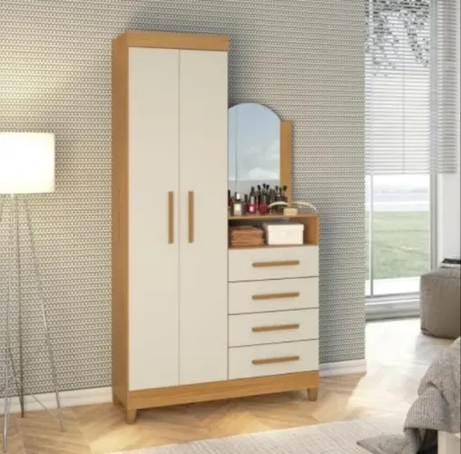 Guarda Roupa 2 Portas 4 Gavetas Espelho Novo Varios Modelos