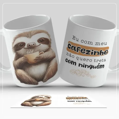 Caneca de Porcelana - Cafezinho e Preguiça