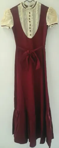 Vestido Vintage longo com lindos detalhes em Renda, Tamanho 36 de cintura