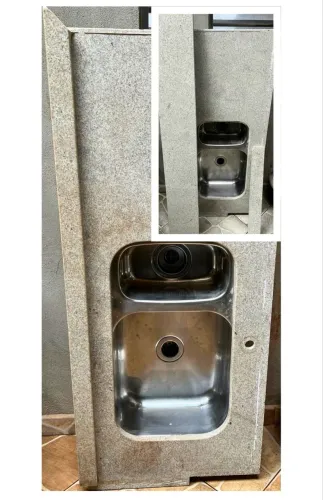 Pia Granito Bege e Cuba Pia Cozinha Gourmet Aço Inox Com Válvula - Ótima Qualidade