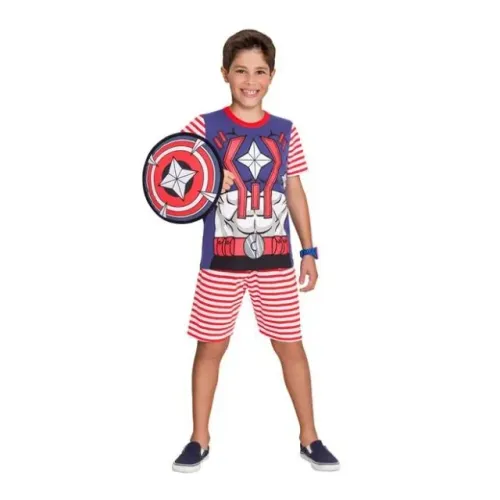 Fantasia Infantil Capitão América - Tamanho 10 Anos