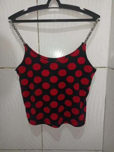 Blusa Cropped de Bolinhas Feminino M