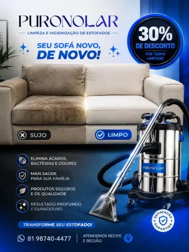 Limpeza de sofá 30% de desconto 