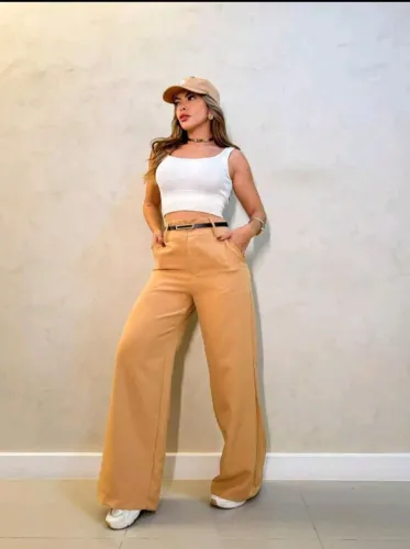 Calça Pantalona Alfaiataria Feminina