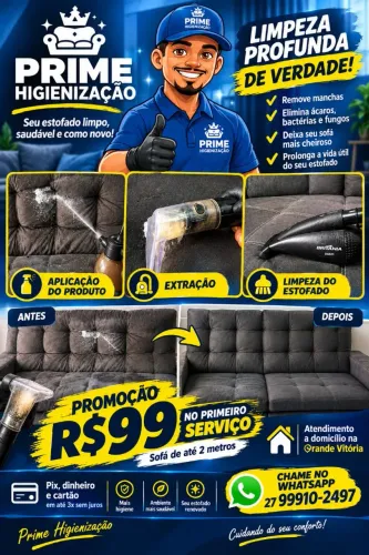 Higienização de Sofás e Colchões a partir de R$99 | Promoção por Tempo Limitado