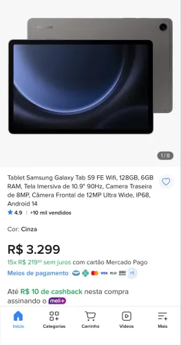 Tablet Samsung S9 FE Wifi - 128gb
