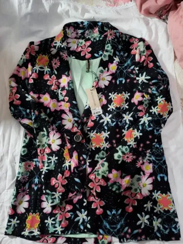 Blazer feminino tamanho P, floral com forro