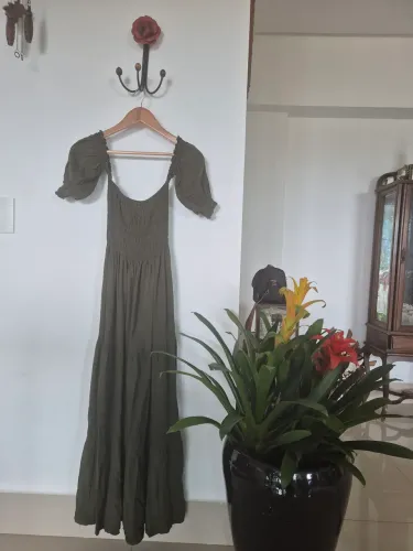 Vestido verde puro algodao em elastec