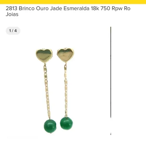 Brinco ouro jade esmeralda 18k