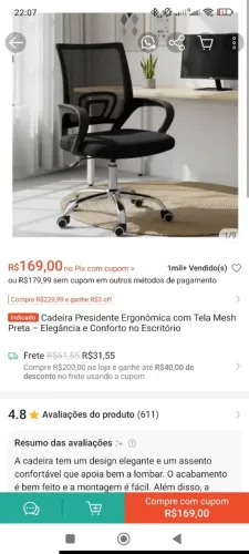 Cadeira escritório Usada