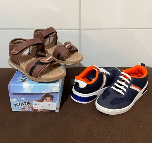 Tênis com luzinha n31 e sandália n31 infantil masculino