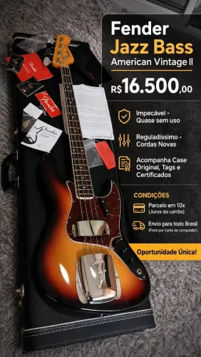 Contrabaixo Fender Jazz Bass American Vintage II - A TODA PROVA ( SEM TROCAS) video demo