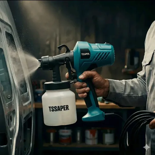 Pistola Pulverizadora De Pintura Elétrica Tssaper 800ml - Bico De Metal Profissional